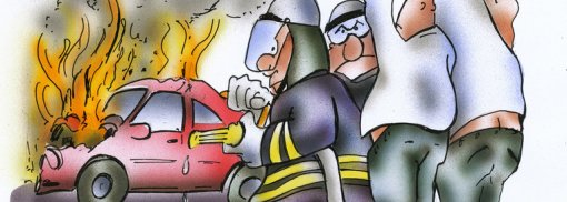 © Gaffer behindern die Arbeit der Retter #115778086 | Urheber: HSB-Cartoon Gaffen am Unfallort